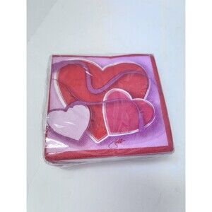 paper napkins  2 ply 50 pack sealed hearts valentine theme Deadstock made in USA